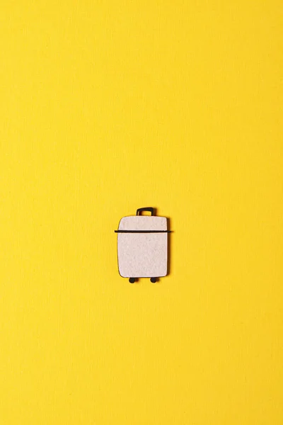 Wooden Suitcase Yellow Background — Stock Photo, Image