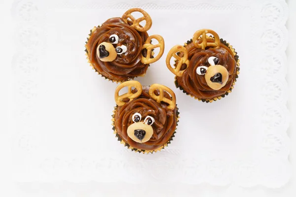 Teddy Bear Cupcakes White — Stock Photo, Image