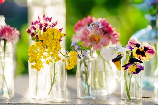 Summer Flowers Bottles — Stock Photo, Image