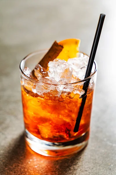 Tasty Alcoholic Old Fashioned Cocktail Bar — Stock Photo, Image