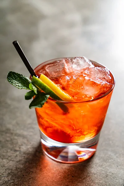 Tasty Alcoholic Old Fashioned Cocktail Bar — Stock Photo, Image