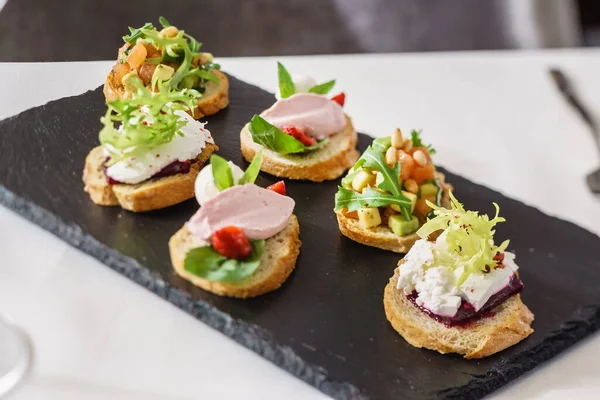 Different Kinds Canape — Stock Photo, Image