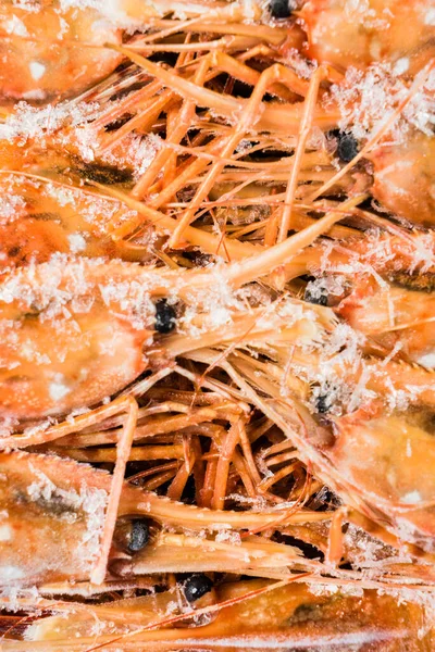 frozen shrimps, close up
