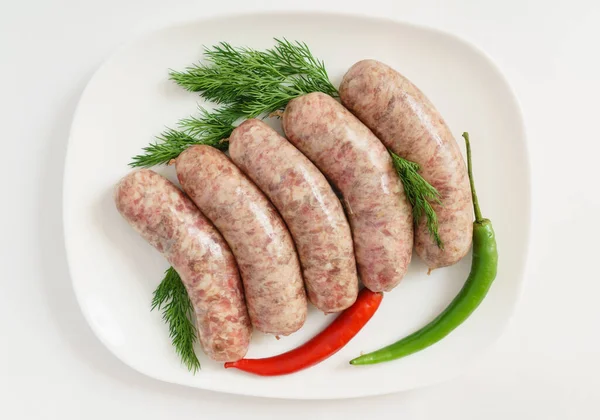 Raw Sausages Close — Stock Photo, Image