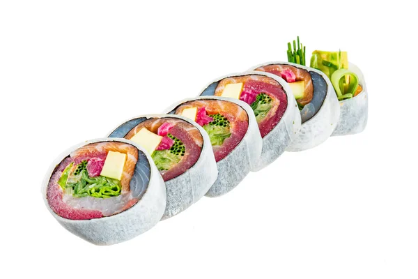 Sushi Készlet Elszigetelt Fehér — Stock Fotó