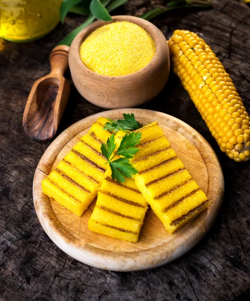 Yellow Grilled polenta — Stock Photo, Image