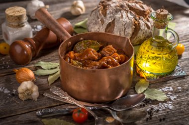 Homemade Goulash with bread clipart