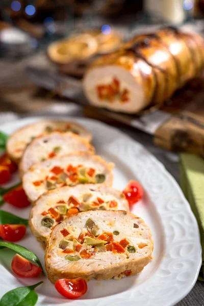 Turkey breast stuffed with vegetables — Stock Photo, Image