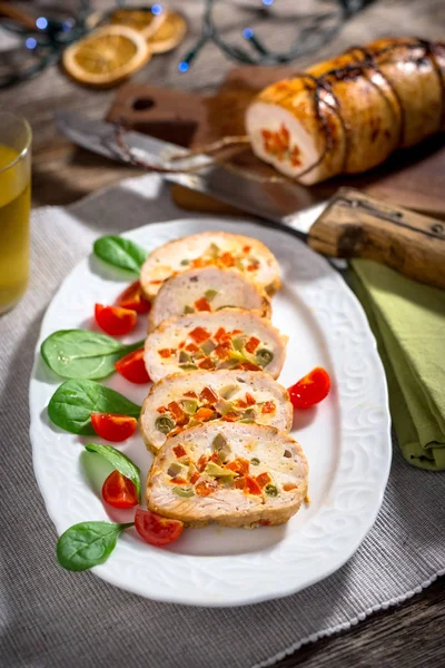 Turkey breast stuffed with vegetables — Stock Photo, Image