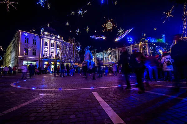 Ljubljana w świątecznych dekoracji — Zdjęcie stockowe
