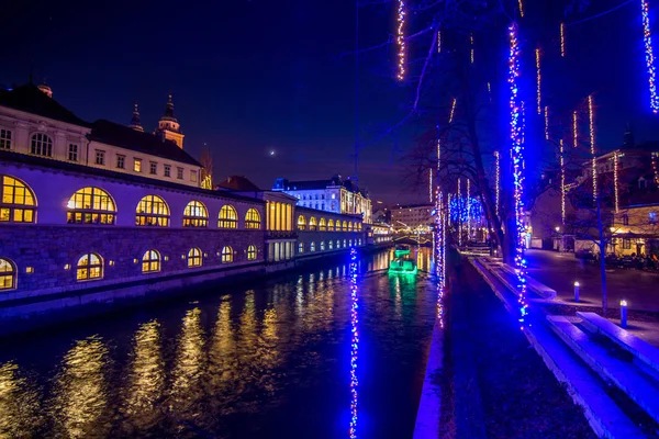 Ljubljana i juldekoration — Stockfoto