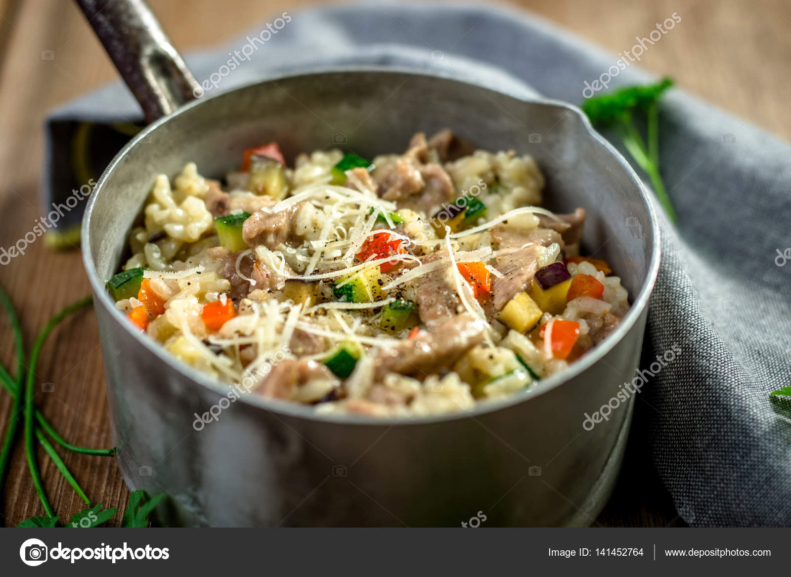 Verduras risotto de carne y