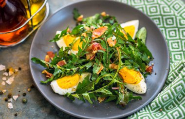 Salad with eggs and bacon clipart