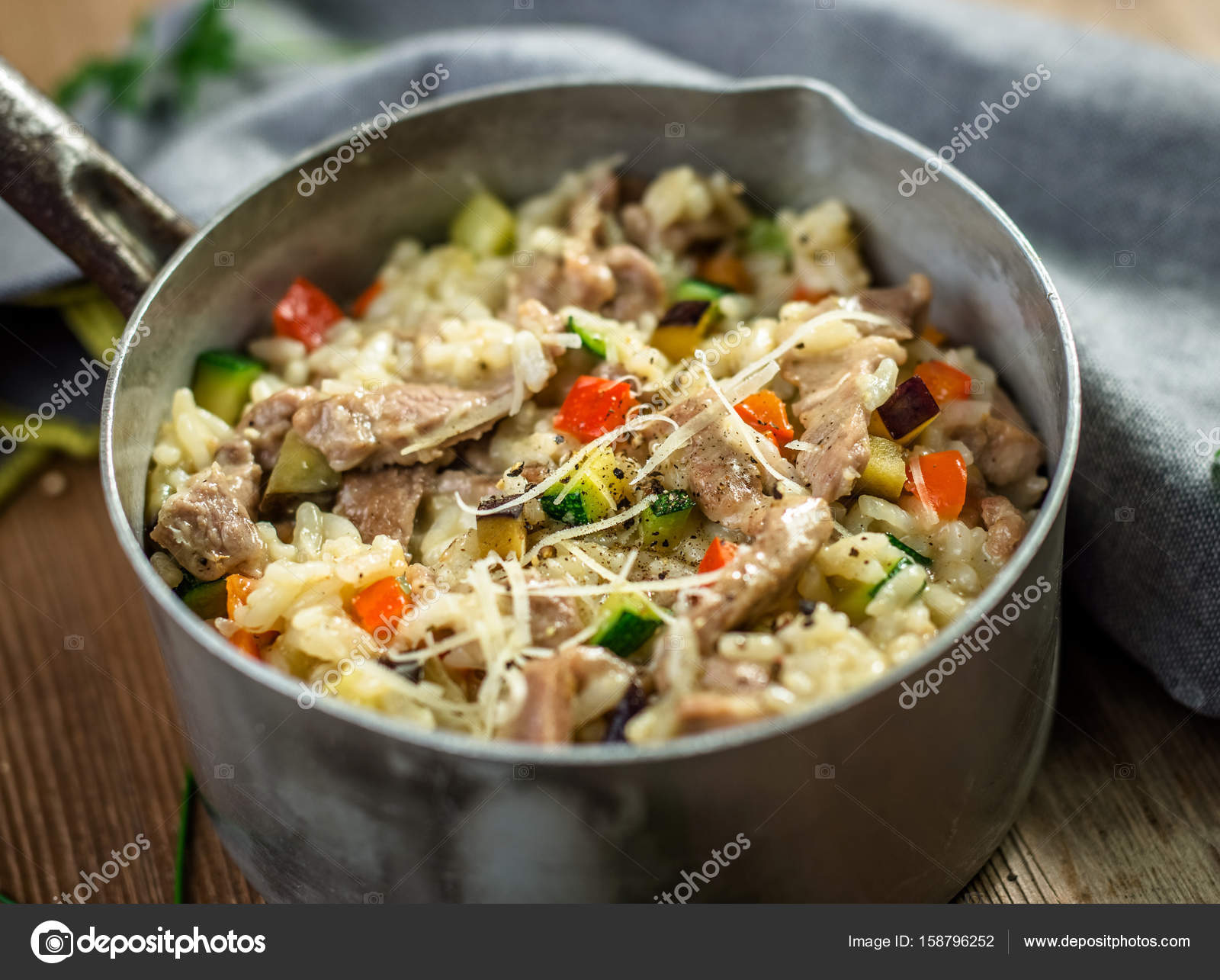 Verduras risotto de carne y