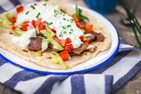 Gyros with vegetables, meat — Stock Photo, Image