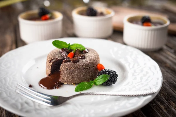 Lekkere chocolade Fondant — Stockfoto