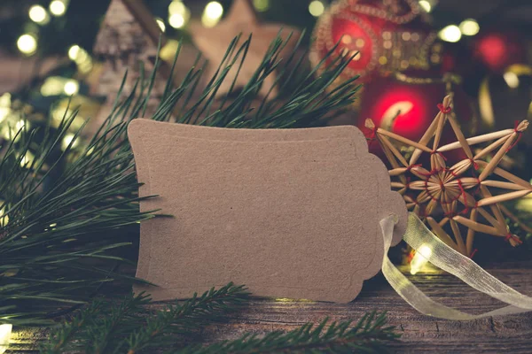 Cartão Natal Vazio Com Ramo Abeto Decorações — Fotografia de Stock