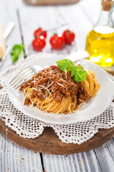 Klasyczne Włoskie Spaghetti Bolognese Bliska — Zdjęcie stockowe