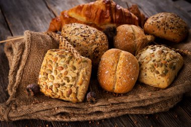 Rustik kumaş, ekmek türleri yakın çekim