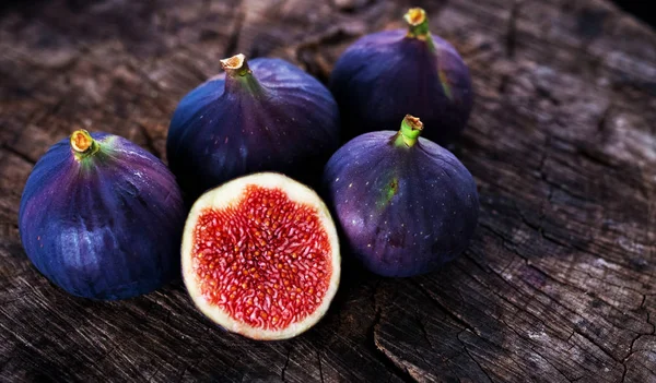 Delicious Fresh Figs Wooden Table — Stock Photo, Image