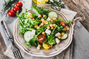 Fresh healthy salad with chickpeas