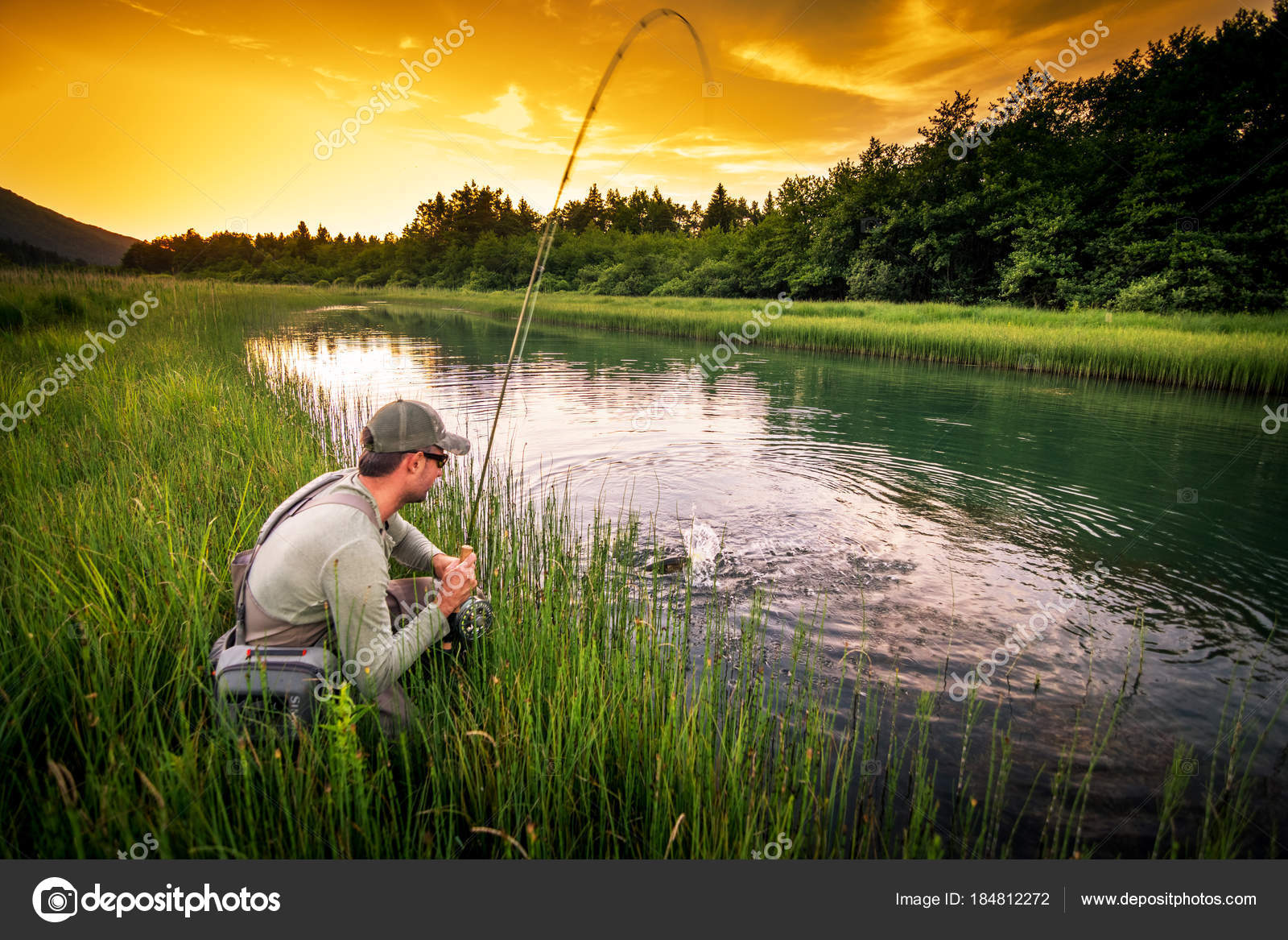 Fisherman fly fishing — Stock Photo © fotovincek 184812272