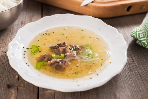 Beef Tasty Soup Table — Stock Photo, Image