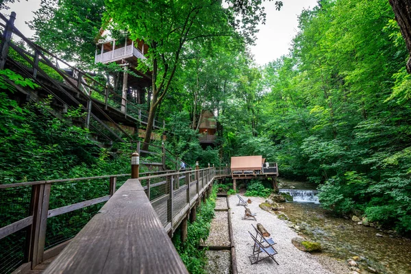 Piękne Luksusowe Wakacje Glamping Wsi — Zdjęcie stockowe