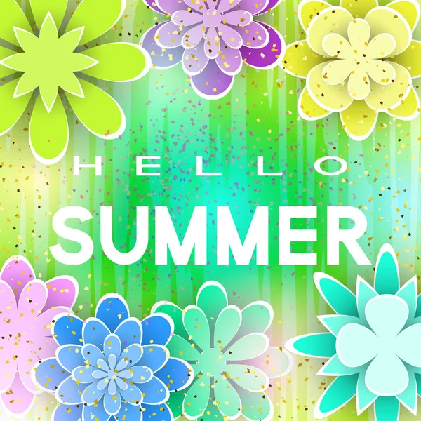 Tarjeta de felicitación Hello Summer — Vector de stock