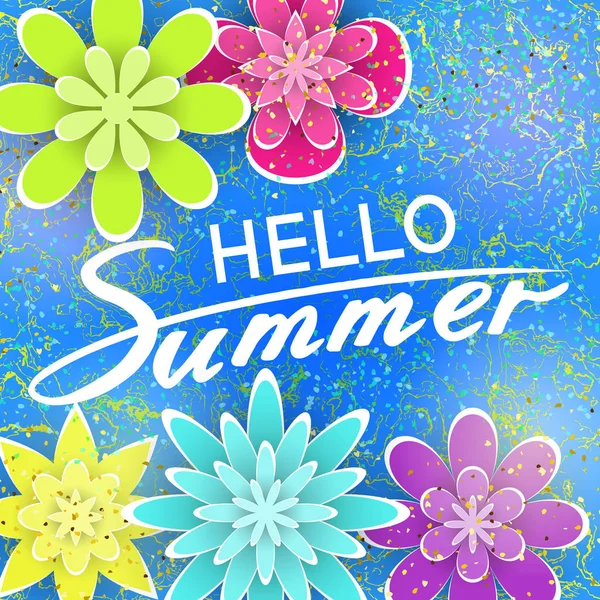 Greeting Card Hello Summer — Stock Vector
