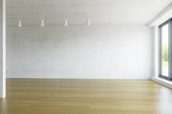 Quarto Interior Moderno Moda Com Decoração Branca Parede Suja Piso — Fotografia de Stock