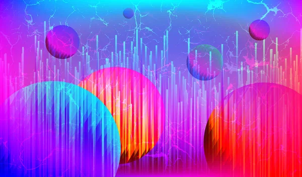 Ρετρό Φουτουριστικό Cyberpunk Art Background Abstract Planet Τεχνολογία 80S Cyber — Διανυσματικό Αρχείο