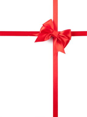 Beyaz arkaplanda kırmızı kurdele