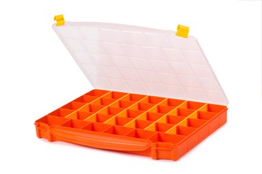 Beyaz arka plan üzerinde izole plastik kutu aracı Organizatör