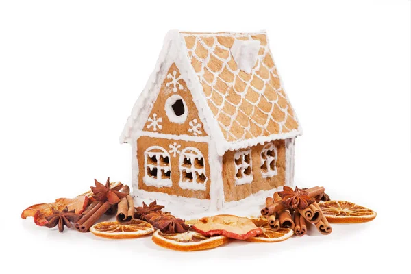 Gingerbread house isolated on a white background — Stock Photo, Image