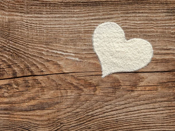 Heart of the flour table from old boards — Stock Photo, Image
