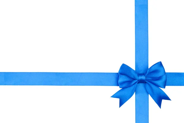 Blue Bow Ribbon Box Isolated White Background — Stock Photo, Image