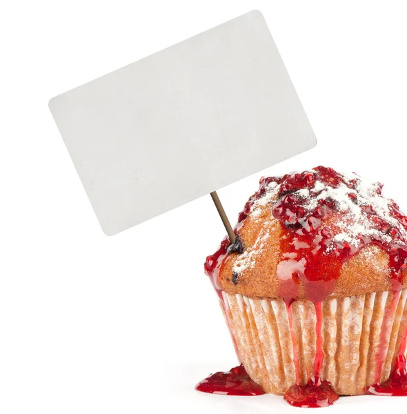 CupCake with blank tag. isolated — Stock Photo, Image