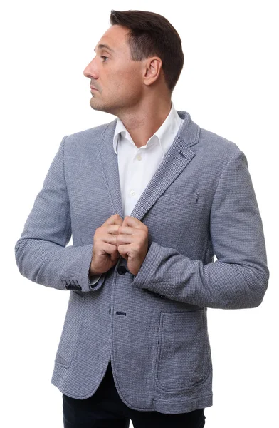 Üzletember visel alkalmi kabát, elszigetelt profilja — Stock Fotó