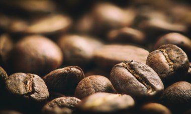 Kavrulmuş kahve çekirdekleri. Makro