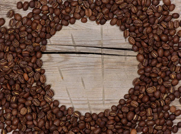 木制背景咖啡豆 — 图库照片