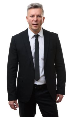 kızgın işadamı üzerinde beyaz izole