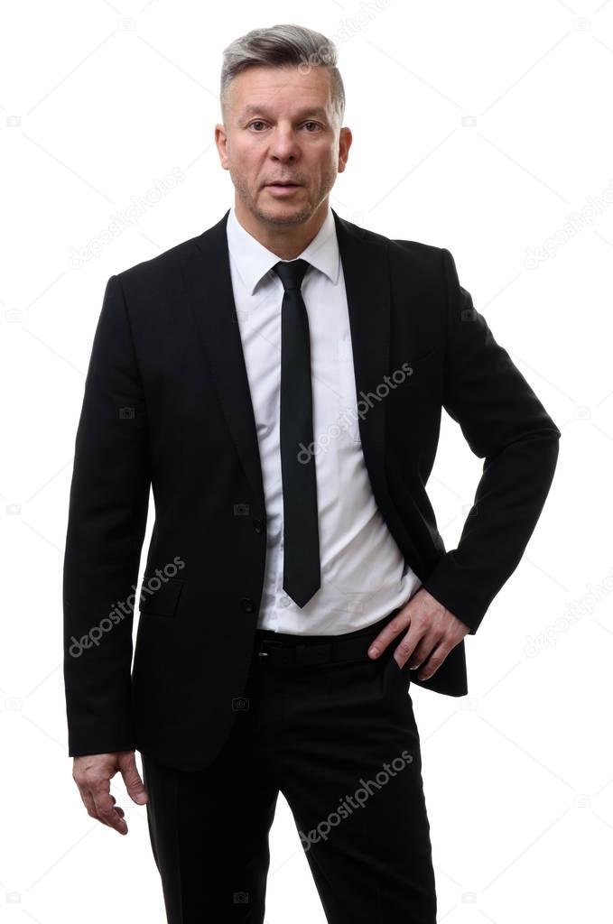 confident middle aged business man isolated