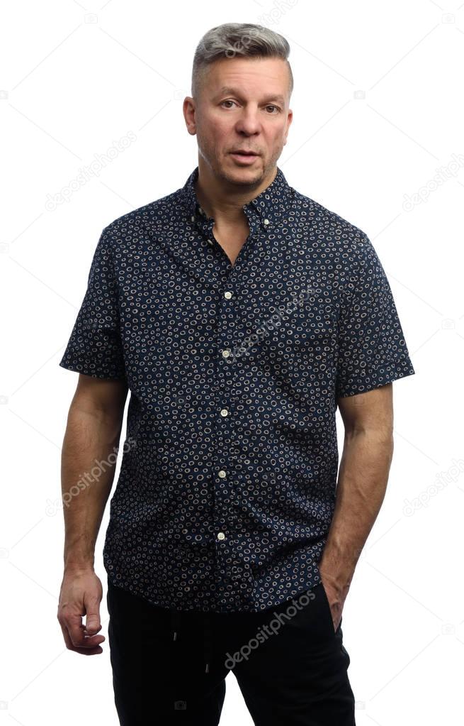 Trendy middle aged man isolated