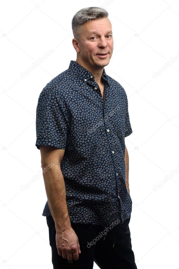 Trendy middle aged man isolated
