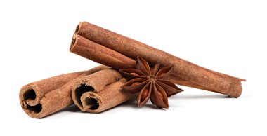 Cinnamon stick and Anise on white clipart