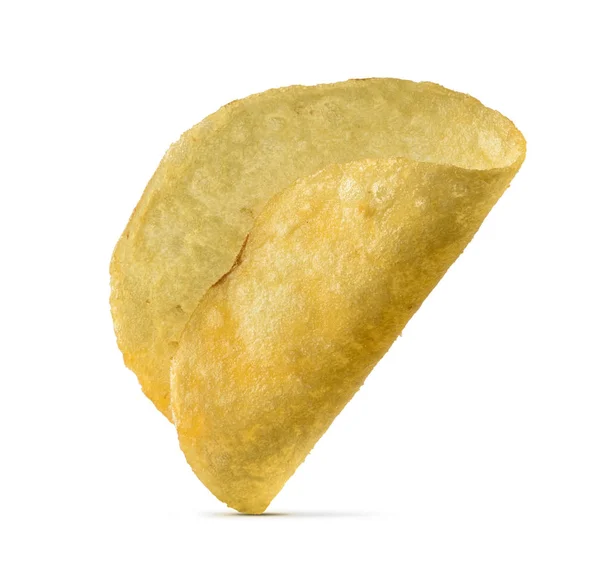 Single potato chip on white background — Stock Photo, Image