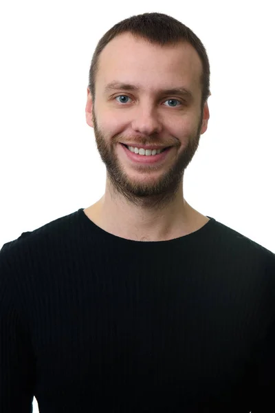 Retrato de homem barbudo com sorriso de dente — Fotografia de Stock