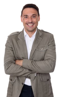 trendy yakışıklı kameraya bakıyor