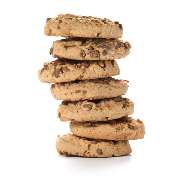 Pile de biscuits aux pépites de chocolat isolé — Photo